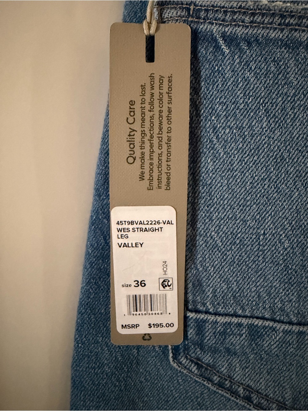 Hudson Jeans Wes Classic Straight Men’s Jeans - Light Blue Denim - Picture 7 of 7
